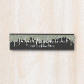 シルバーグレー&ブラックグリッタードリップスオフィスドアサイン サインプレート (正面)