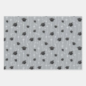 シルバーグレー&ブラック卒業キャップトス ラッピングペーパーシート (正面3)