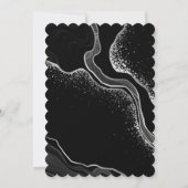 シルバーグレー & ブラック フラワーリース ウェディング 招待状 (裏面)