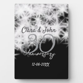 シルバーグレー ブラック 30周年 結婚記念日 グリッター フォトプラーク