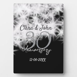 シルバーグレー ブラック 30周年 結婚記念日 グリッター フォトプラーク