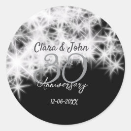 シルバーグレー ブラック 30周年 結婚記念日 グリッター ラウンドシール