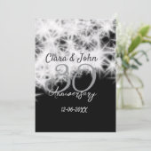 シルバーグレー ブラック 30周年 結婚記念日 グリッター 招待状 (スタンド正面)
