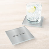 シルバーグレー プロフェッショナル ユニーク クラシカル シンプル ガラスコースター (アングル)