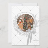 シルバーグレー&ホワイトクリスマスリース写真 シーズンカード (正面)