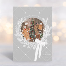 シルバーグレー&ホワイトクリスマスリース写真