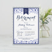 シルバーグレー、ホワイト、ネイビーブルーの退職パーティー 招待状 (スタンド正面)