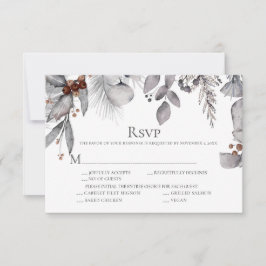 シルバーグレー ホーリー パイン ユーカリ ラスト ベリー 出欠カード