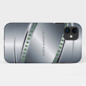 シルバーグレー – メタルルック – ダイヤモンド – モノグラム Case-Mate iPhoneケース (裏面(横))