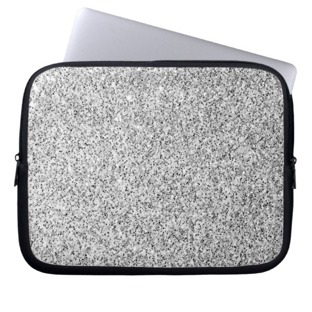 シルバーグレー ライト グリッター スパークル ラップトップスリーブ (正面)