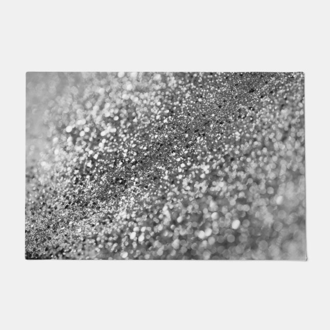 シルバーグレー《写真》ぼけ味グリッター#1 (フェイクグリッター) #decor ドアマット (正面)