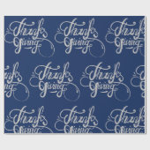 シルバーグレ文字デザインー – 感謝祭 ラッピングペーパー (フラット)