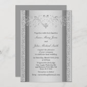 シルバーグレ結婚ーの婚約記念日 招待状 (正面/裏面)