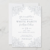 シルバーグワイルドフラワー花模様30th誕生日 招待状 (正面)