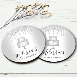 シルバーケーキ グリッターがエレガントでかわいいグローパーティ ラウンドペーパーコースター