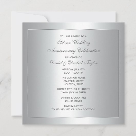 シルバーケーキ 25周年結婚記念日パーティー 招待状 (裏面)