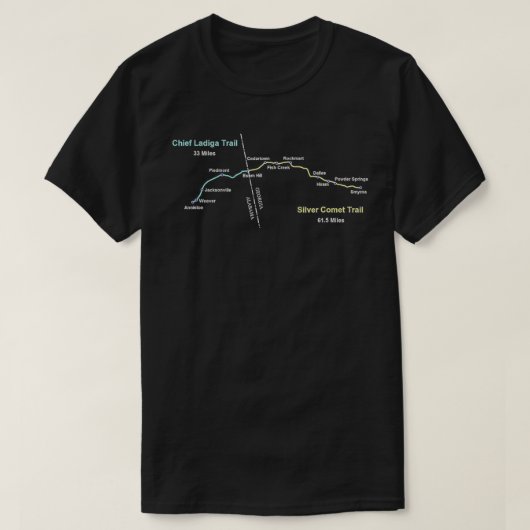 シルバーコメットチーフラディガのトレイルのルートマップ Tシャツ (デザイン正面)