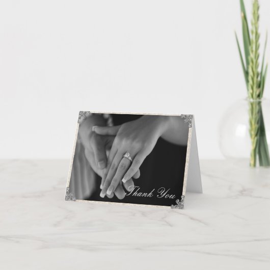 シルバーコーナー フラワーの感謝カード サンキューカード (正面)