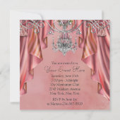 シルバーコーラルピンクシャンデリアパーティー 招待状 (裏面)