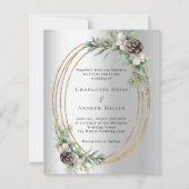 シルバーコーンパイン緑結婚式招待状 (正面)