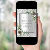 シルバーコーン緑葉のクリスマスパーティー 招待状