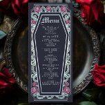 シルバーゴシック棺バラブルー結婚ズのメニュー メニュー<br><div class="desc">深いの青い背景に対し結婚て、つばやバラ、銀色のアクセントで飾られた棺の形のフレームを使用して、これらのメニューの饗宴にゴシックの優雅さのtouchを追加する。ロマンチックなダイニング体験に最適！文字、フォント、および背景色をカスタマイズして、デザインの設定に合わせる。完全なパーティーテーマ。カードの銀は箔ではなく、平実在色で印刷されている点に注意して下さい。</div>