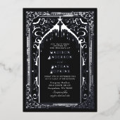 シルバーゴシック様式のバンパイア大聖堂結婚教会 箔招待状 (正面)