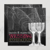 シルバーゴブレット蜘蛛のウェブゴシック様式ヴィンテージ結婚式 招待状 (正面/裏面)