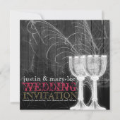 シルバーゴブレット蜘蛛のウェブゴシック様式ヴィンテージ結婚式 招待状 (正面)