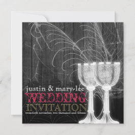 シルバーゴブレット蜘蛛のウェブゴシック様式ヴィンテージ結婚式 招待状