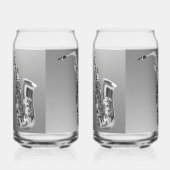 シルバーサクソフォンプリント16oz缶グラス ガラス缶 (右)