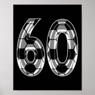シルバーサッカーパターン ナンバー60 選手ユニフォーム ポスター