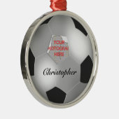 シルバーサッカーボールのカスタマイズ可能なフォトフレーム メタルオーナメント (右)