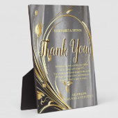 シルバーサテンと金ゴールドの感謝してい花あなた フォトプラーク (側面)