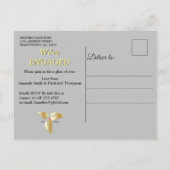 シルバーサテンと金ゴールドの花の輝き インビテーションポストカード (裏面)