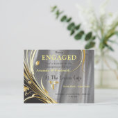 シルバーサテンと金ゴールドの花の輝き インビテーションポストカード (スタンド正面)