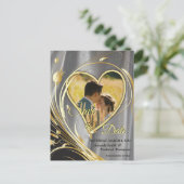 シルバーサテンと金ゴールドの花の輝き 案内ポストカード (スタンド正面)