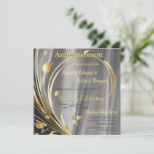 シルバーサテンと金ゴールドの花の輝き 案内状 (スタンド正面)