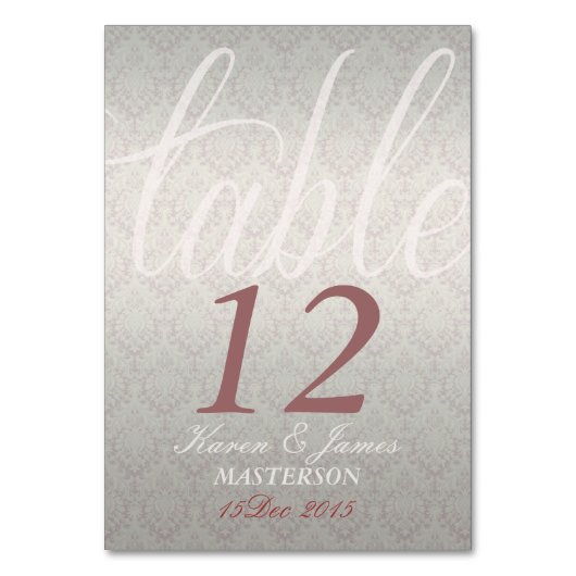 シルバーサテンバラダマスコデコスタイリッシュールテーブルカード テーブルナンバー (正面)