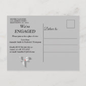 シルバーサテン&フラワーきらめく婚約 インビテーションポストカード (裏面)