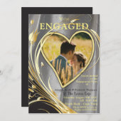 シルバーサテン&金ゴールドフラワースプレンダー 招待状 (正面/裏面)