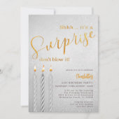 シルバーサプライズ誕生日招待状グリッターキャンドル 招待状 (正面)