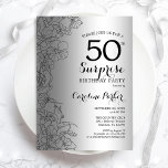 シルバーサプライズ50thバースデーパーティー 招待状<br><div class="desc">シルバーサプライズ50th誕生日パーティーの招待状。グラムフェミニンデザインは銀フェイク箔、植物性のアクセントとタイポグラフィスクリプトフォントを特徴とする。フローラシンプル招待状カードは女性の驚きの日のスタイリッシュお祝いに最適。任意のカスタマイズ年齢にすることができる。印刷されたZazzle招待状または即時ダウンロードのデジタル印刷可能なテンプレート。</div>