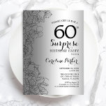 シルバーサプライズ60thバースデーパーティー 招待状<br><div class="desc">シルバーサプライズ60th誕生日パーティーの招待状。グラムフェミニンデザインは銀フェイク箔、植物性のアクセントとタイポグラフィスクリプトフォントを特徴とする。フローラシンプル招待状カードは女性の驚きの日のスタイリッシュお祝いに最適。任意のカスタマイズ年齢にすることができる。印刷されたZazzle招待状または即時ダウンロードのデジタル印刷可能なテンプレート。</div>