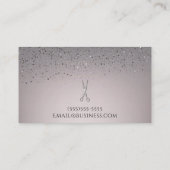 シルバーサロンスタイリストシザーズピンクグリッタースパークル 名刺 (裏面)