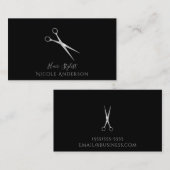 シルバーサロン美容師はさみシック任意の色 名刺 (正面/裏面)