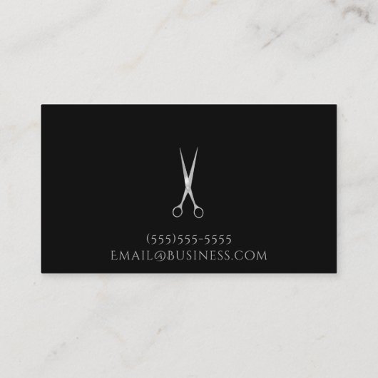 シルバーサロン美容師はさみシック任意の色 名刺 (裏面)