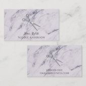 シルバーサロン美容師シザーズグレイ大理石 名刺 (正面/裏面)