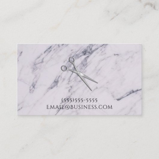 シルバーサロン美容師シザーズグレイ大理石 名刺 (裏面)