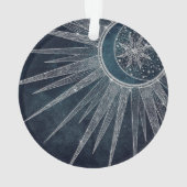 シルバーサンエレガントムーンドゥードルマンダラブルーデザイン オーナメント (裏面)